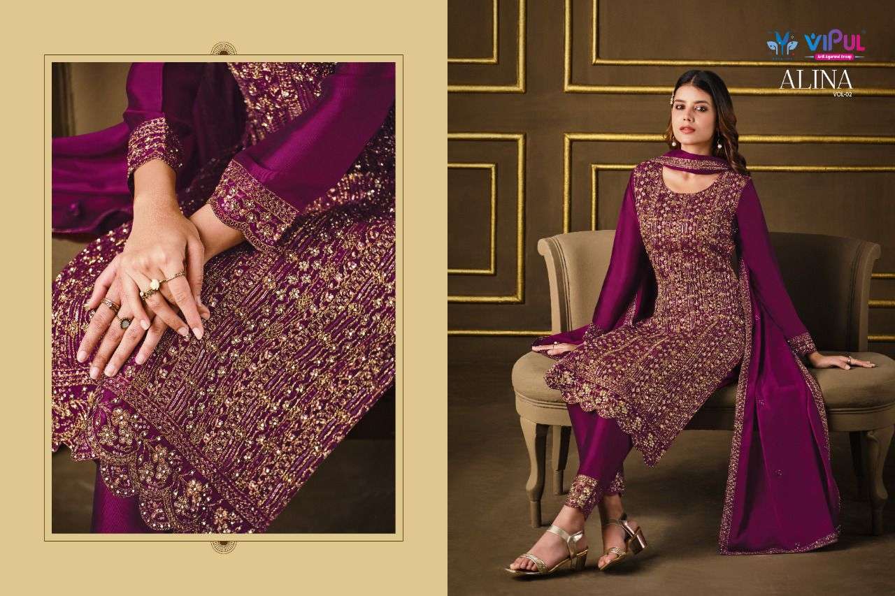 vipul alina vol 2 4891-4896 series georgette fancy embroidered salwar kameez surat online market