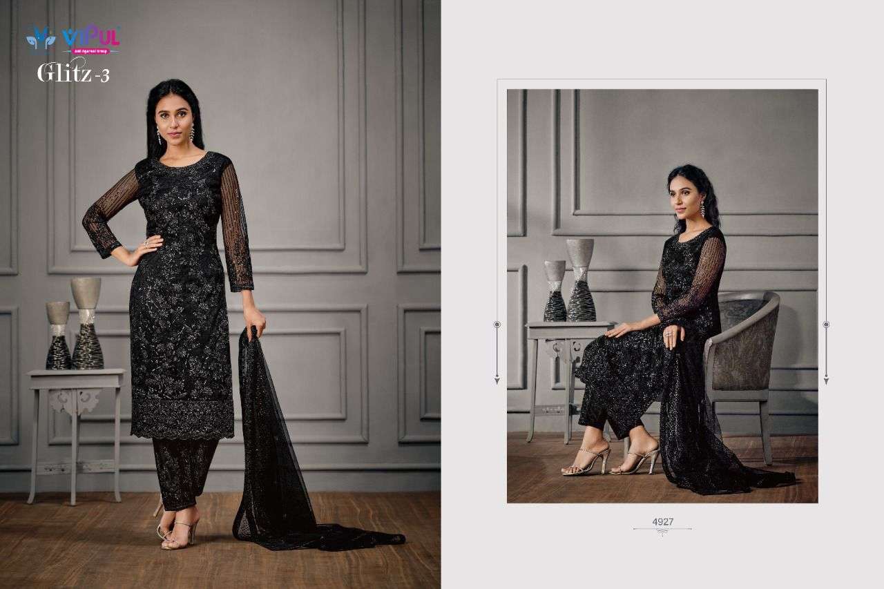 vipul fashion glitz vol 3 4921-4929 series latest party wear salwar kameez surat