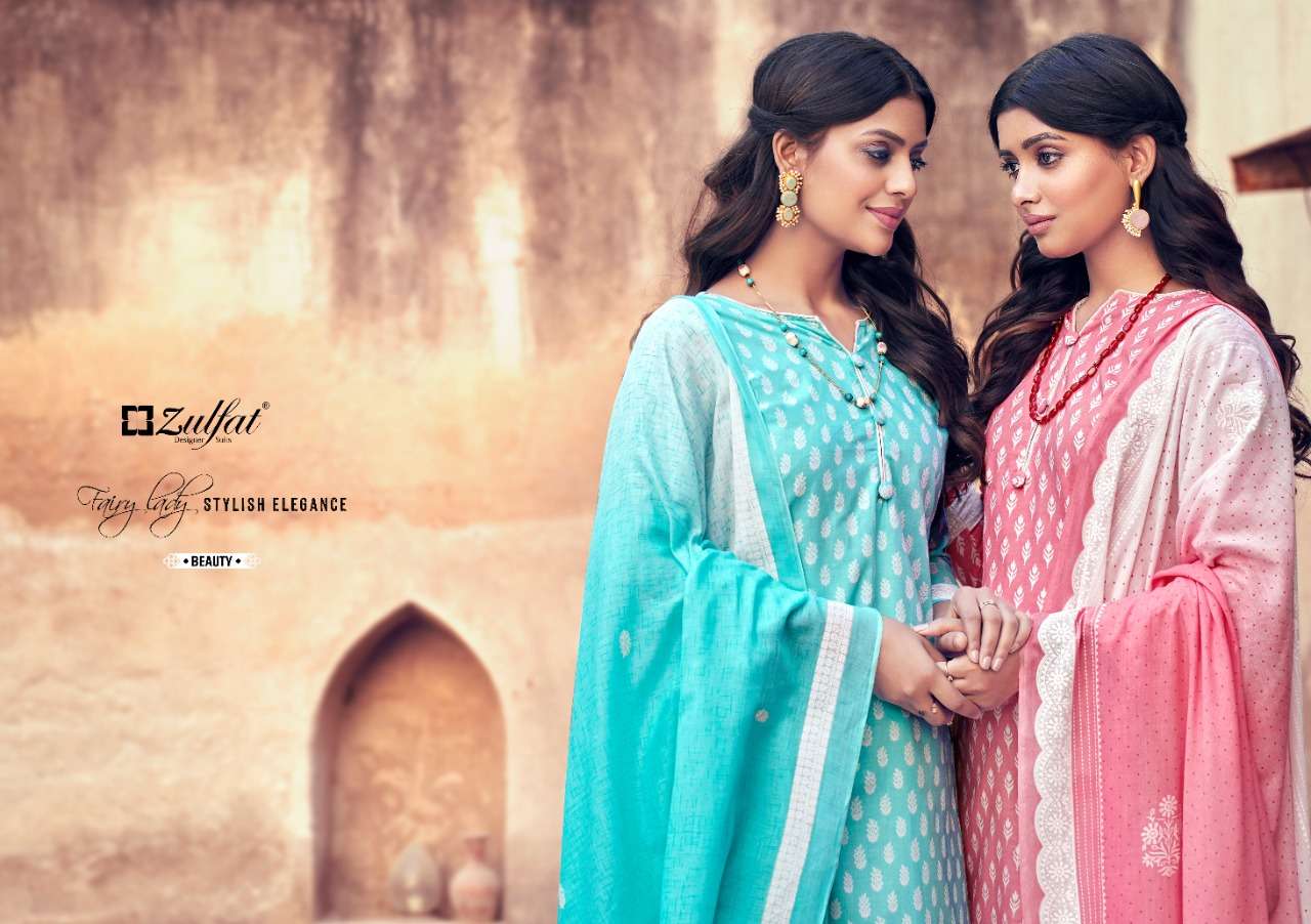 zulfat designer sparkle pure cotton designer dress material collection wholesale price surat