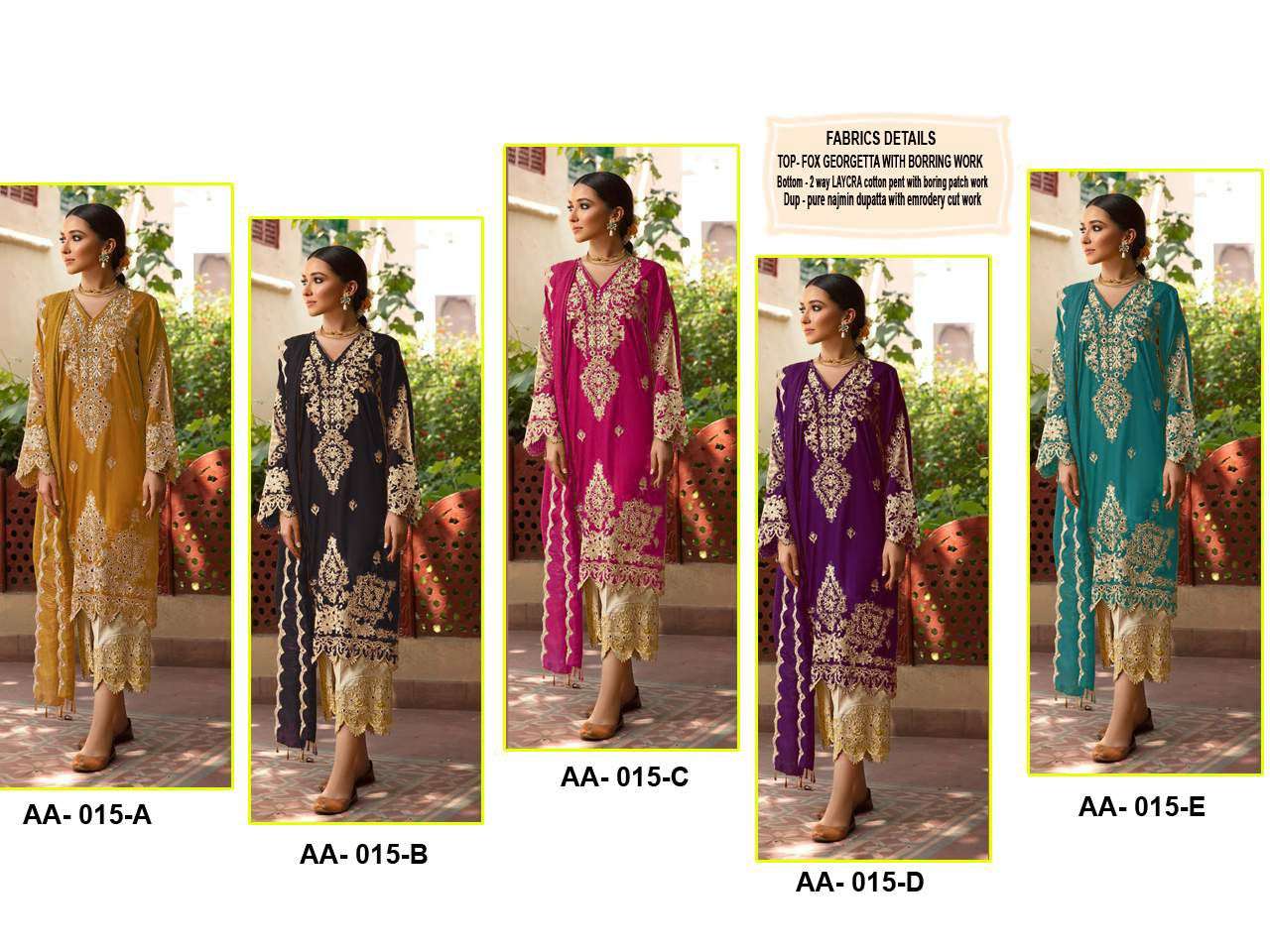 aarsh 015 colour series georgette heavy embroidered salwar kameez wholesale price surat