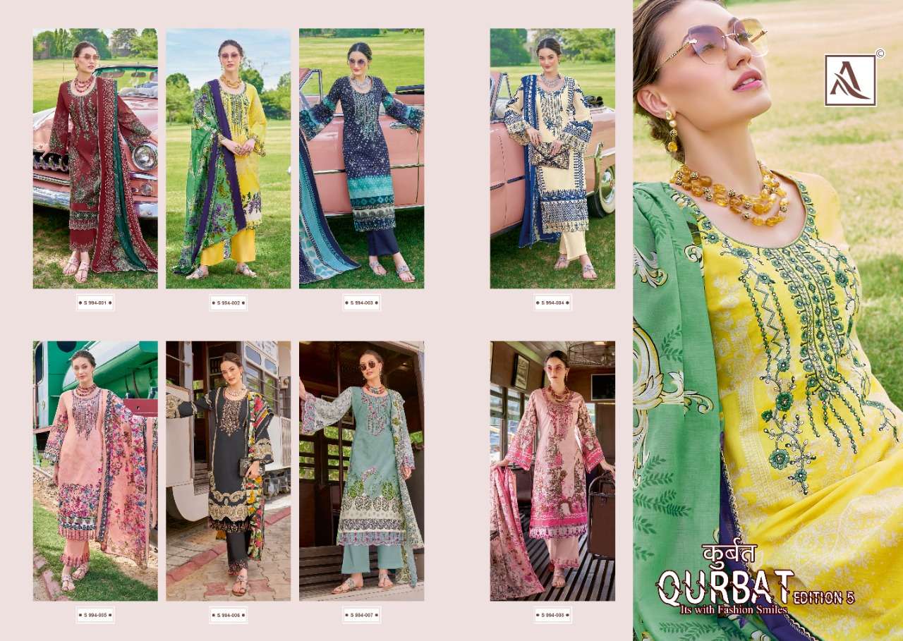 alok suits qurbat vol 5 cambric cotton digital printed with work dress material wholesale price surat