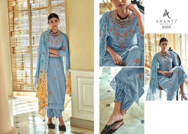 ananti anantam 6001-6005 series viscose with embroidered salwar kameez wholesale price surat