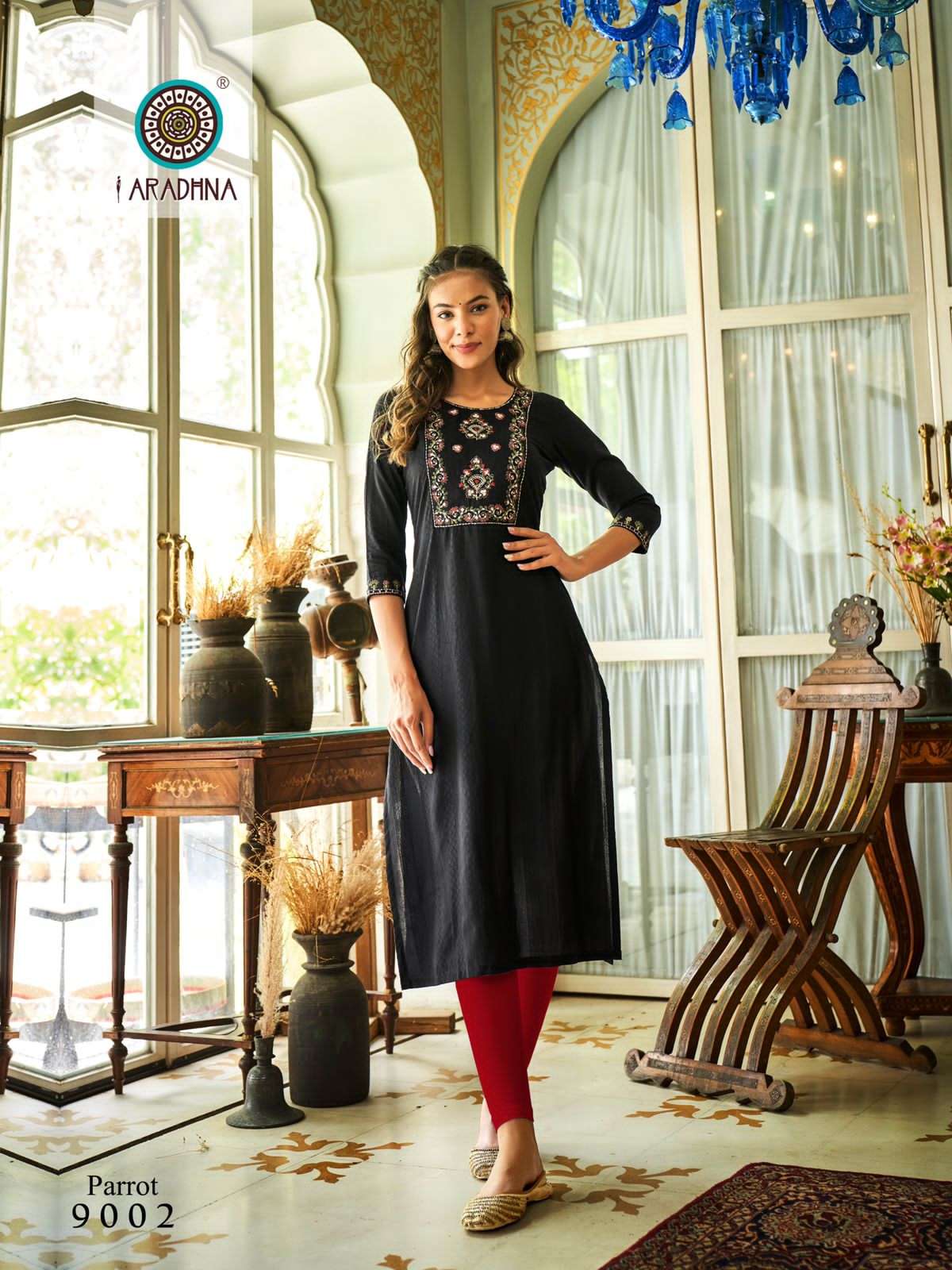 aradhana parrot vol 9 9001-9006 series fancy viscose with embroidery work kurtis wholesale price surat