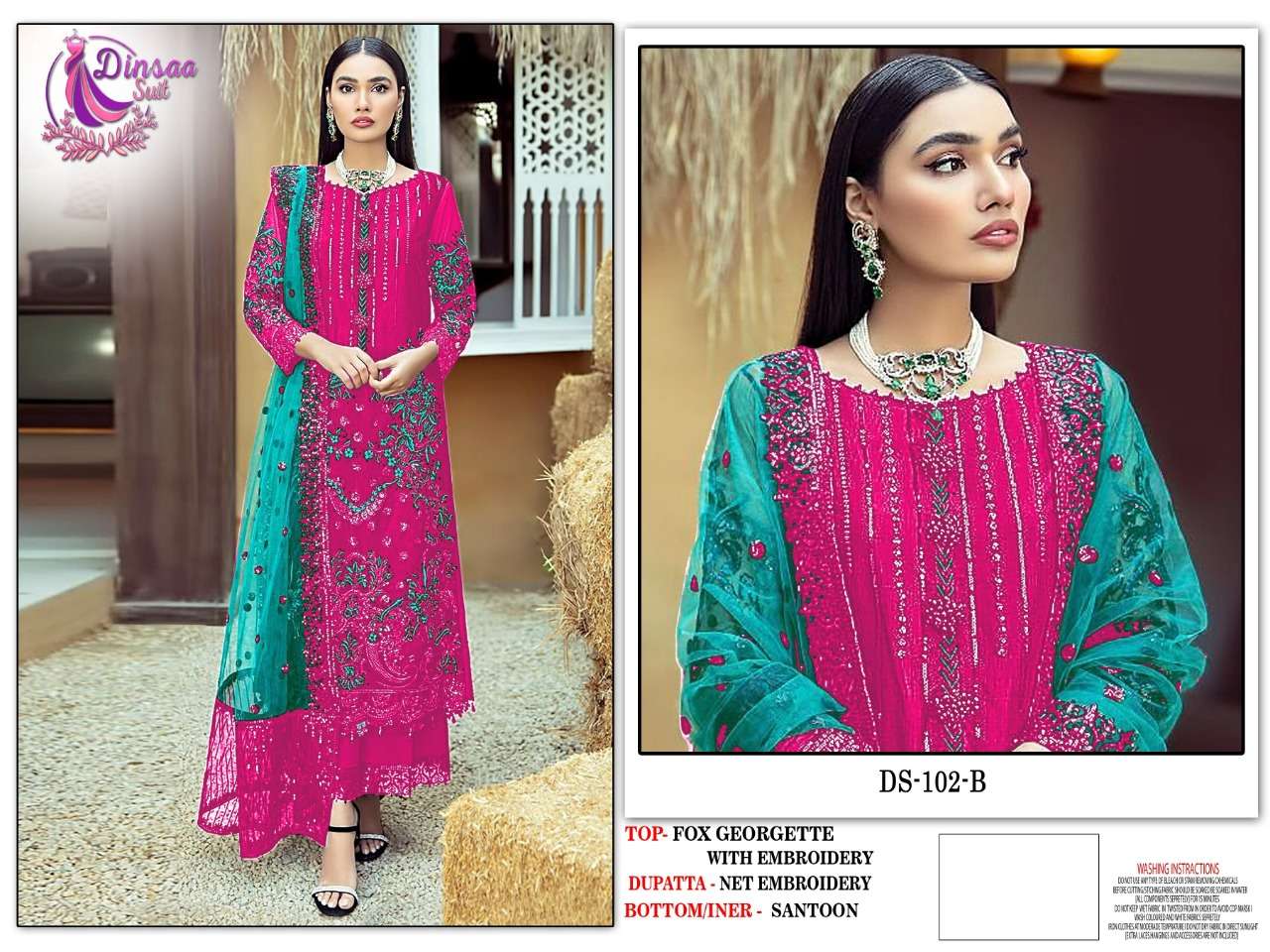 dinsaa suits 102 colors georgette embroidered work salwar kameez surat