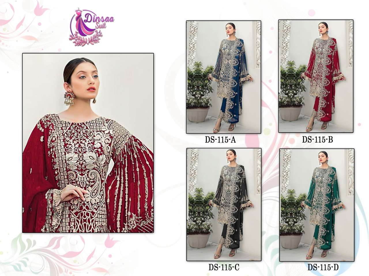 dinsaa suits 115 colour editionfaux georgette salwar kameez best price surat
