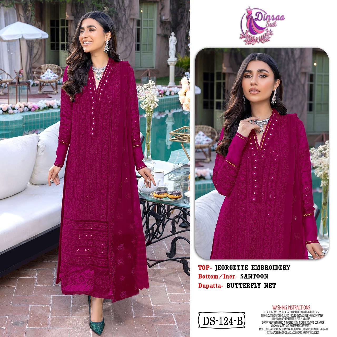 dinsaa suits 124 color edition georgette embroidered salwar kameez wholesale price surat