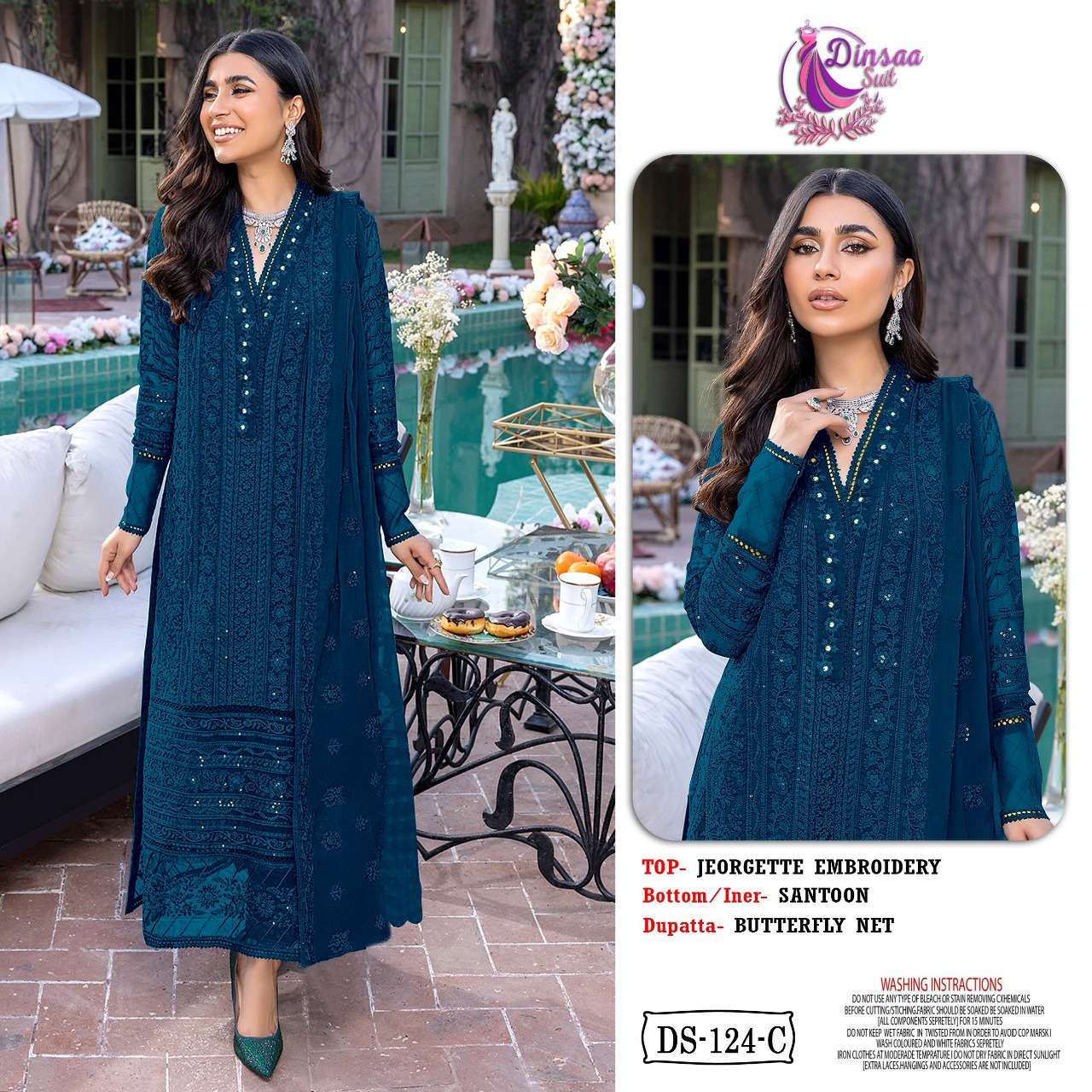 dinsaa suits 124 color edition georgette embroidered salwar kameez wholesale price surat