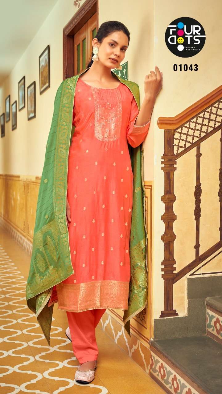fourdots varli vol 2 pure muslin embroidered with hand work dress material collection wholesale price 