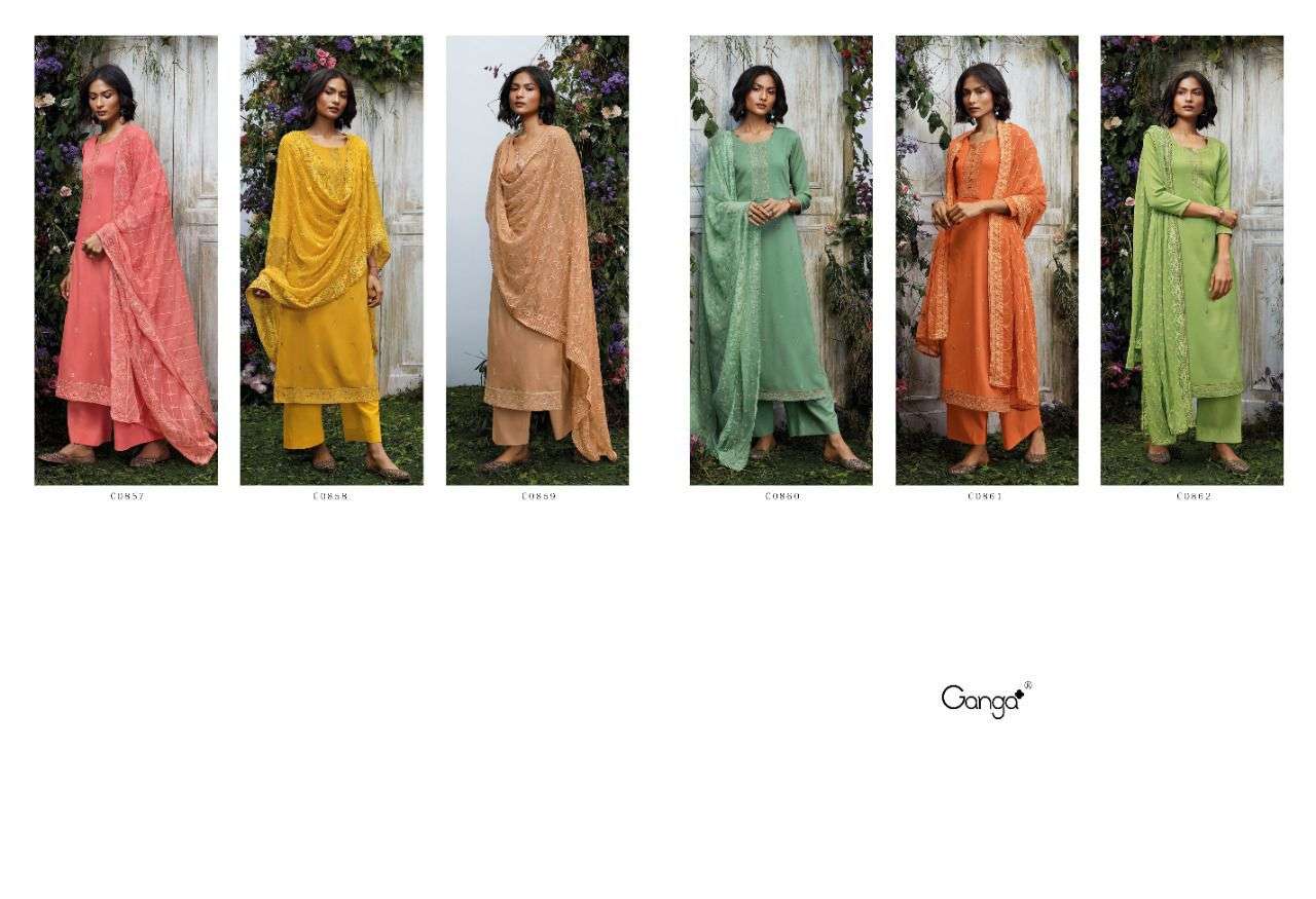 ganga aohna premium cotton satin  with embroidered salwar kameez best price surat