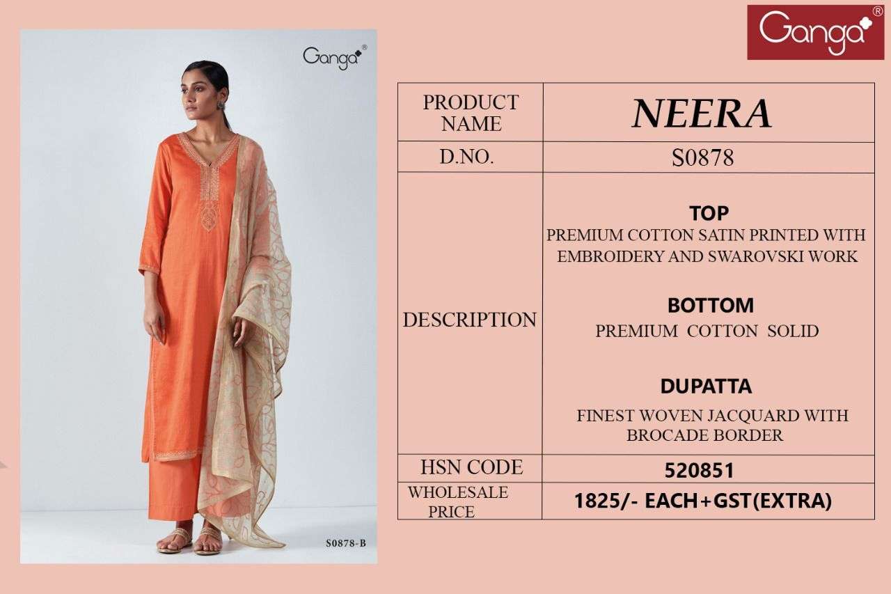 ganga neera 878 premium cotton dress material collection wholesale price surat