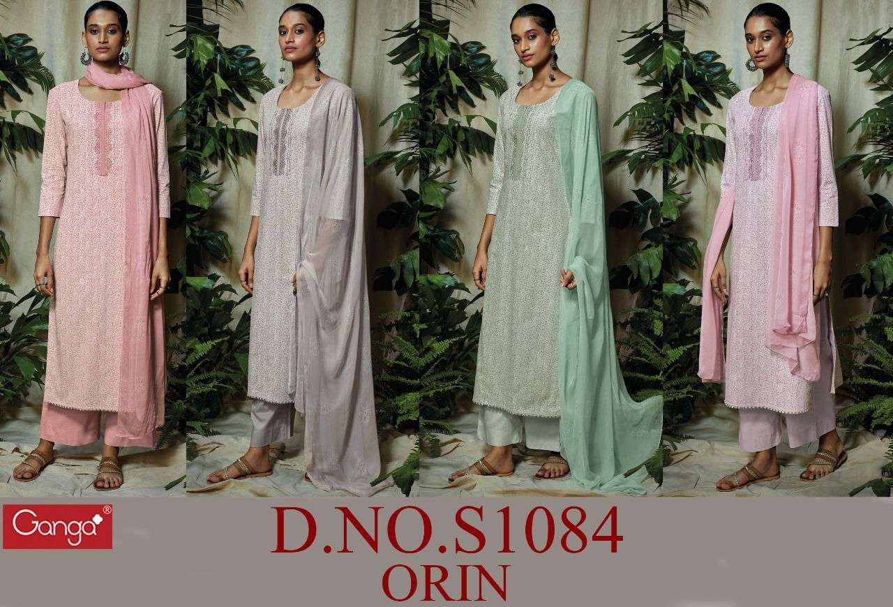 ganga orin 1084 premium cotton printed with embroidered salwar kameez wholesale price surat