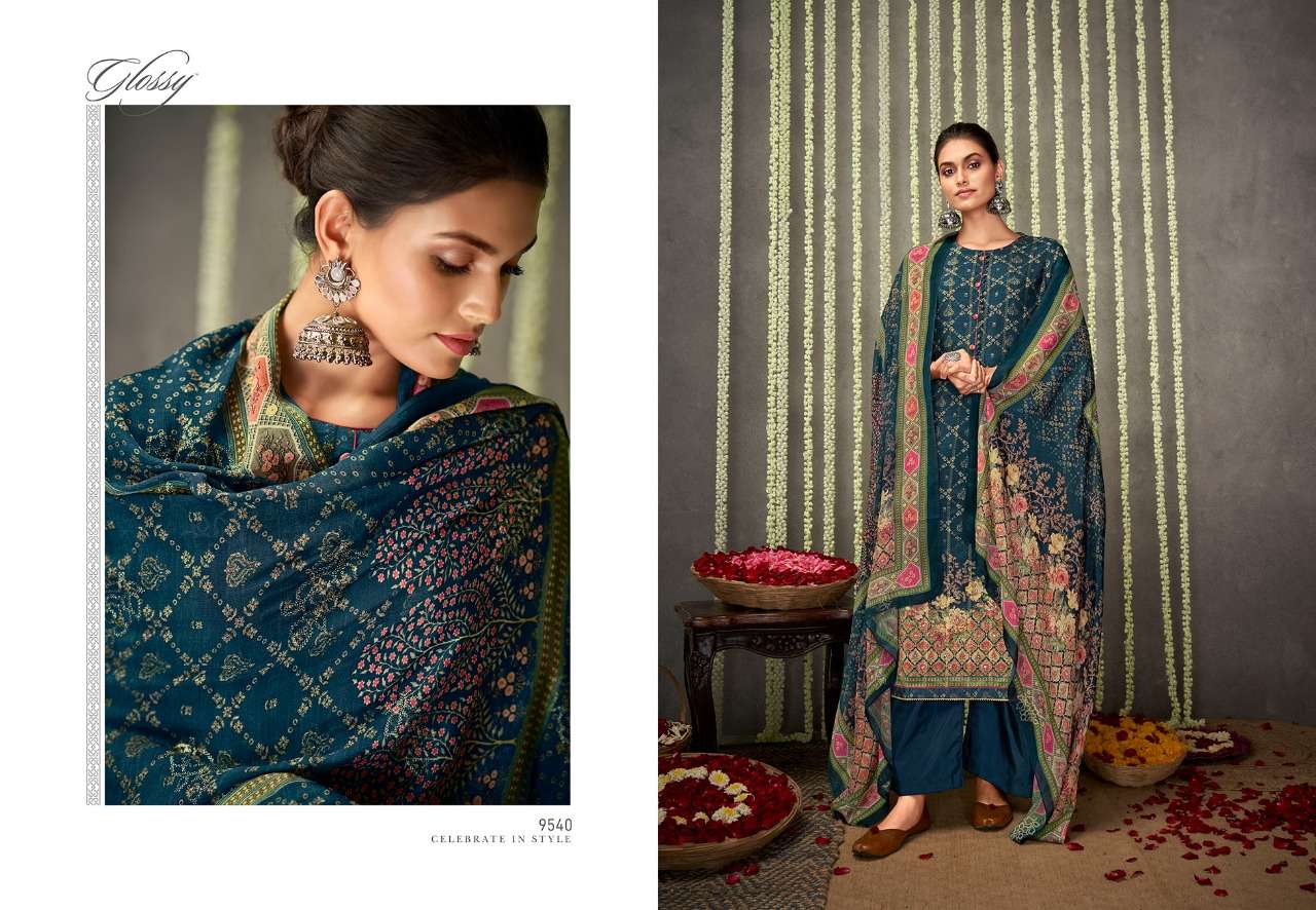 glossy fashion mania 9540-9545 series pure viscose fancy salwar kameez wholesale price surat
