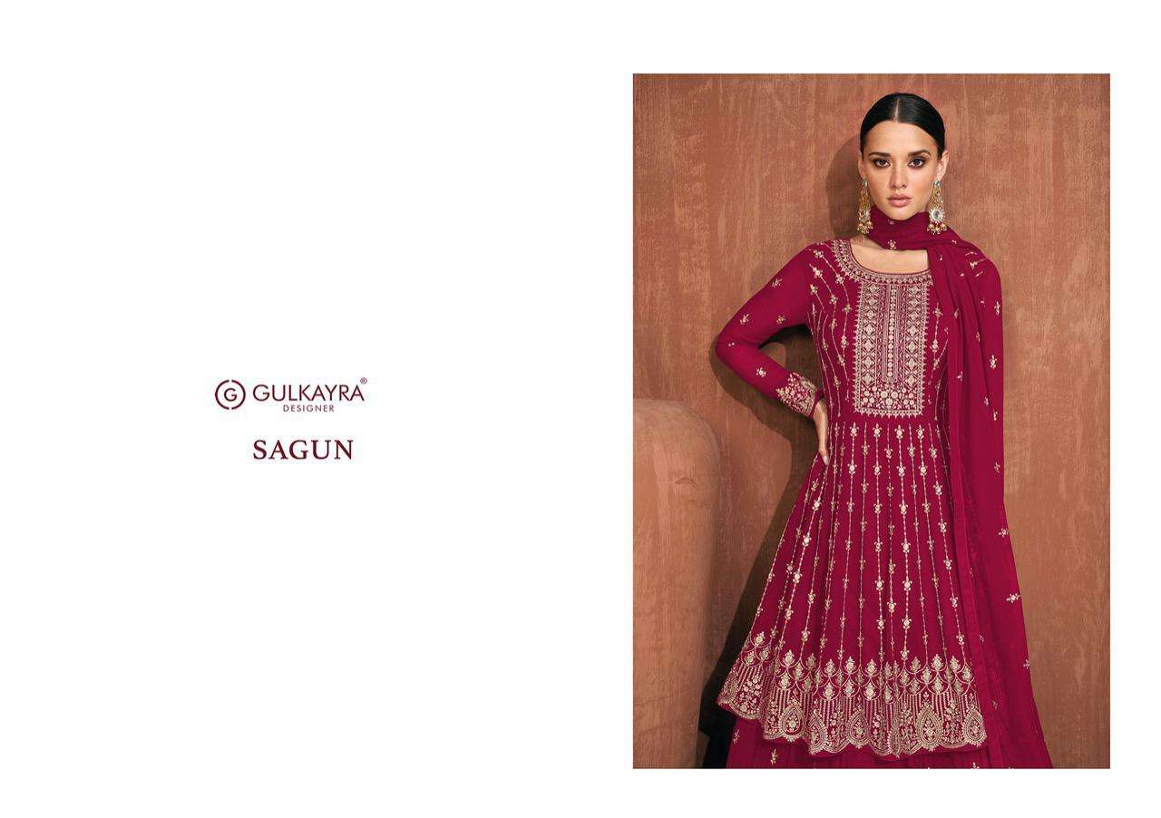 gulkarya designer sagun 7145 colors real georgette fancy embroidered salwar kameez surat