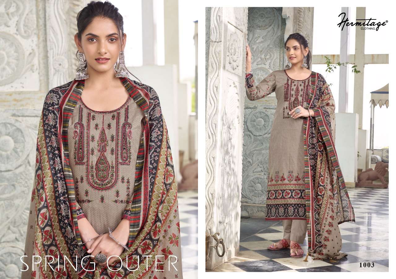 hermitage clothing azal 1001-1008 series pure cambric lawn cotton salwar kameez surat