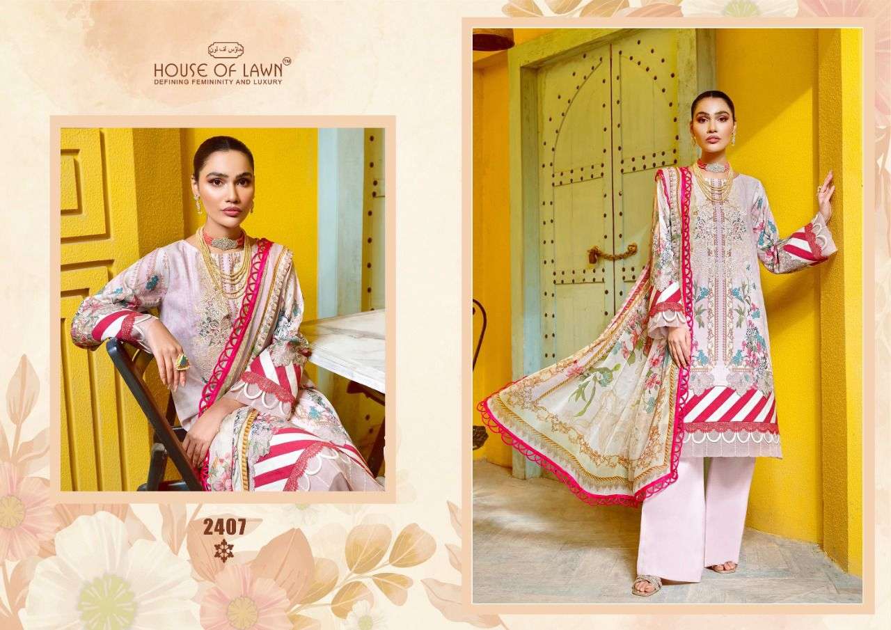 house of lawn firdous remix pure cotton with embroidery salwar kameez best price surat