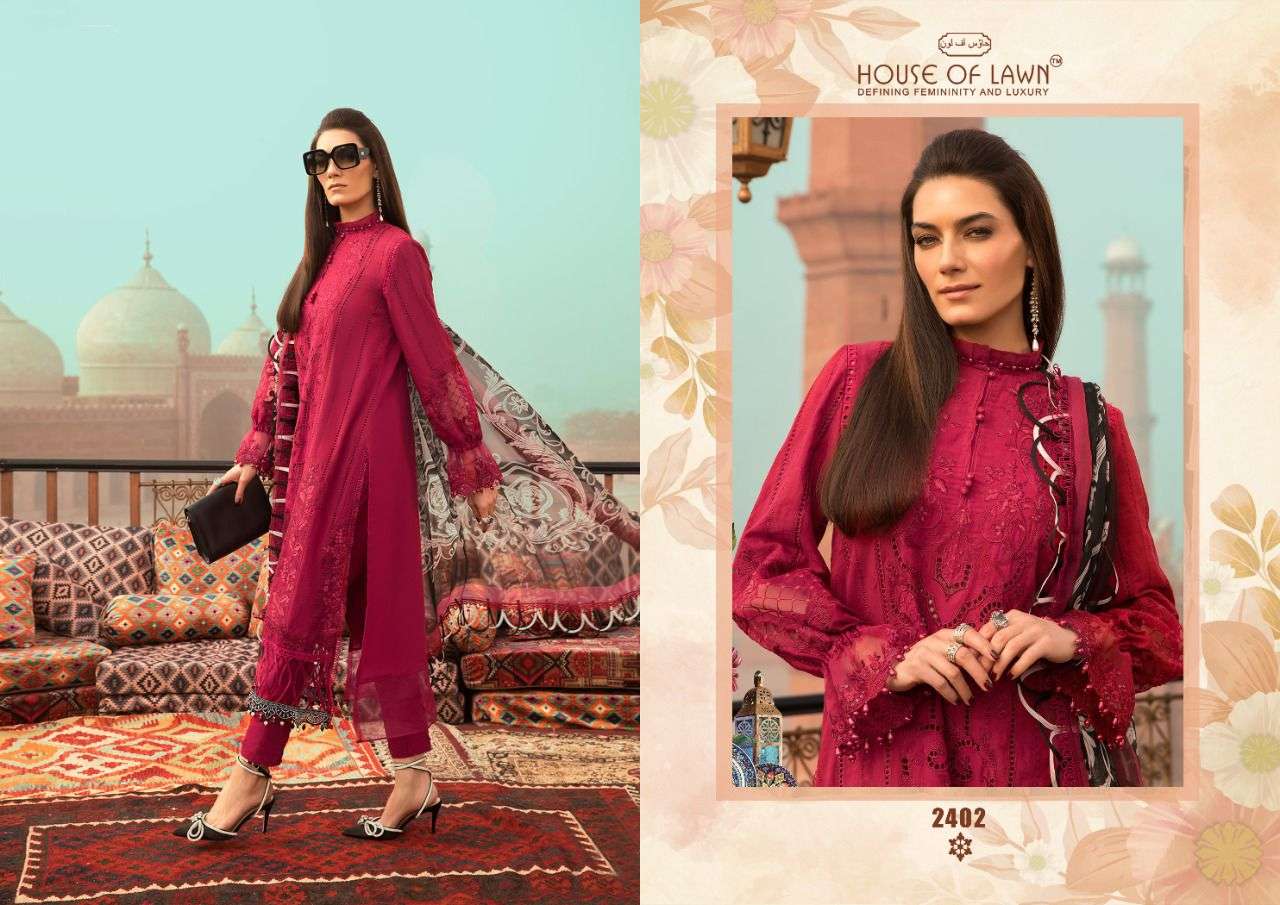 house of lawn firdous remix pure cotton with embroidery salwar kameez best price surat