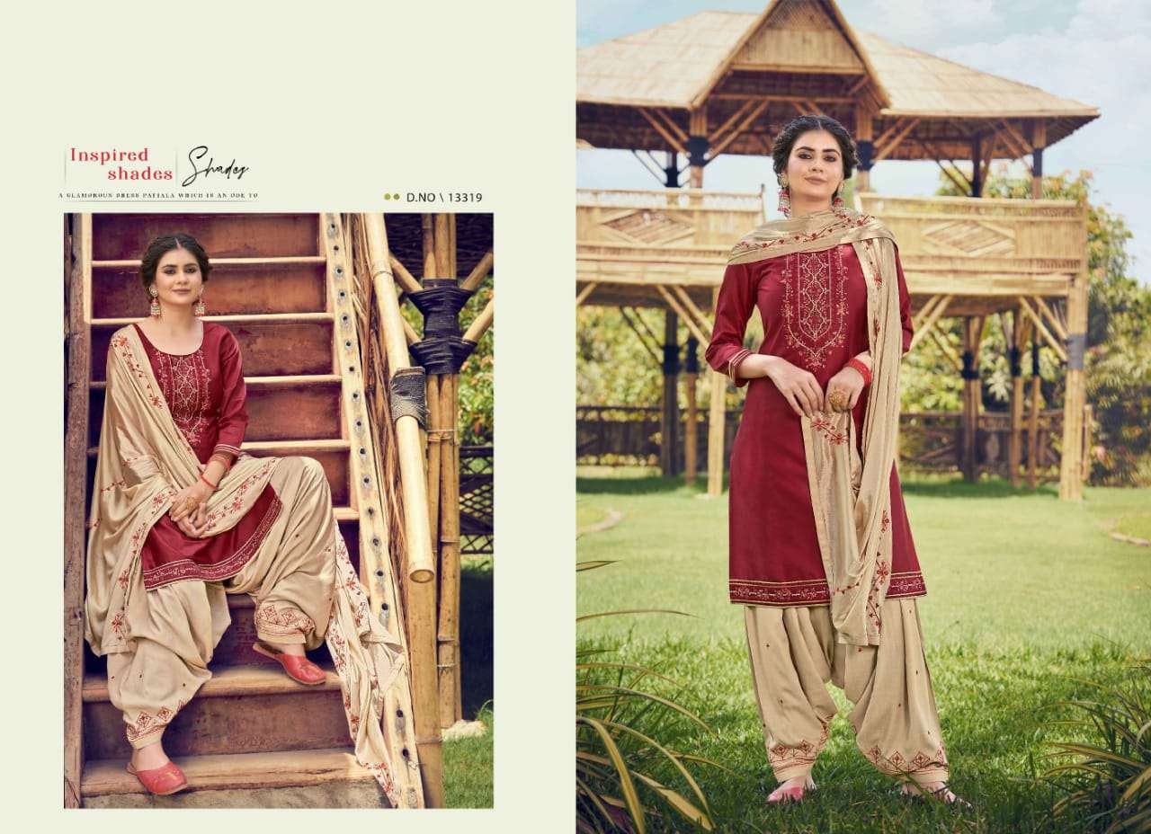 kalaroop fashion of patiyala vol 33 13316-13323 series jam silk embroidered salwar kameez surat