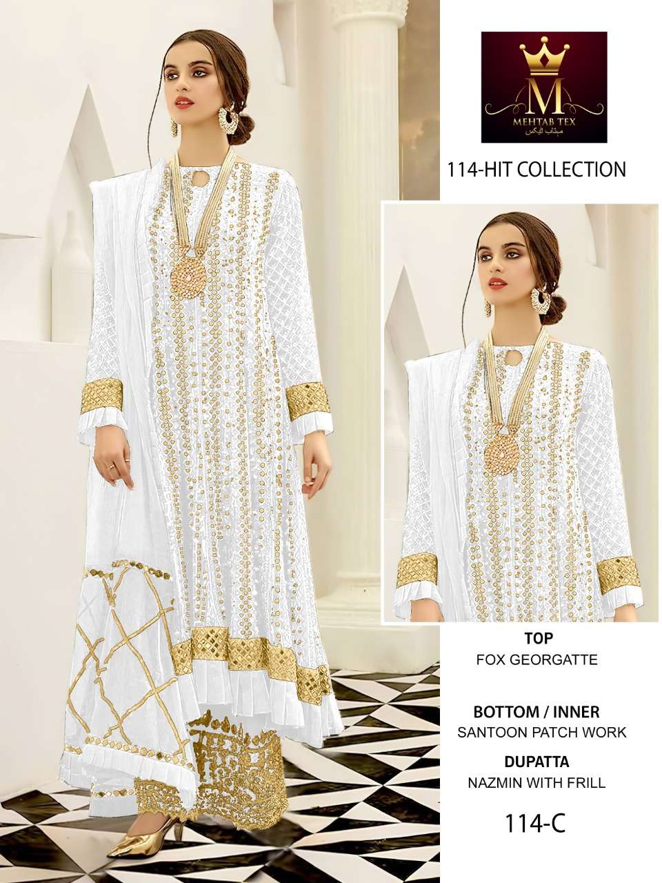 mehtab tex 114 hit color collection georgette heavy embroidered salwar kameez surat