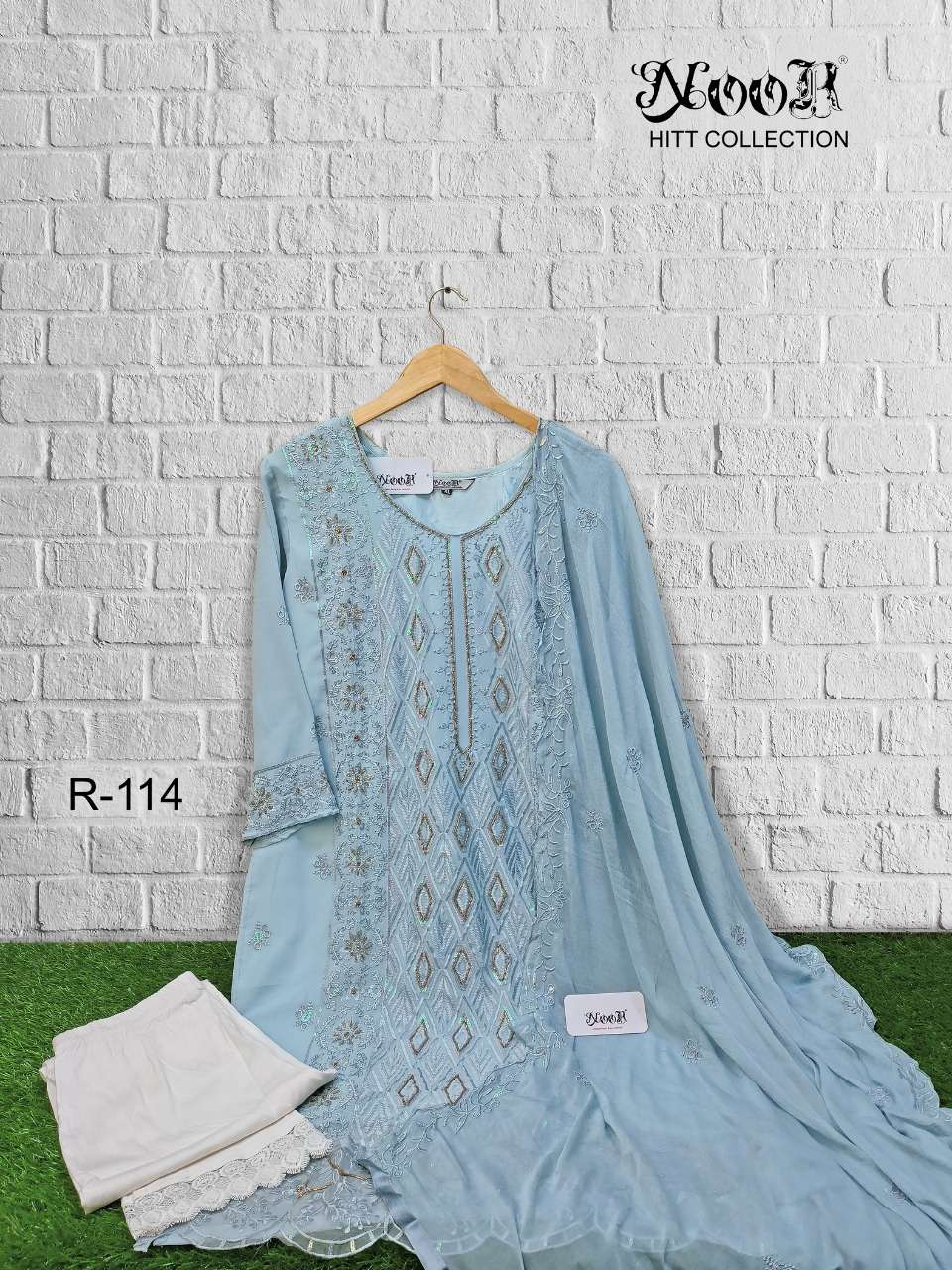 noor readymade hit collection faux georgette embroidered stich salwar kameez surat