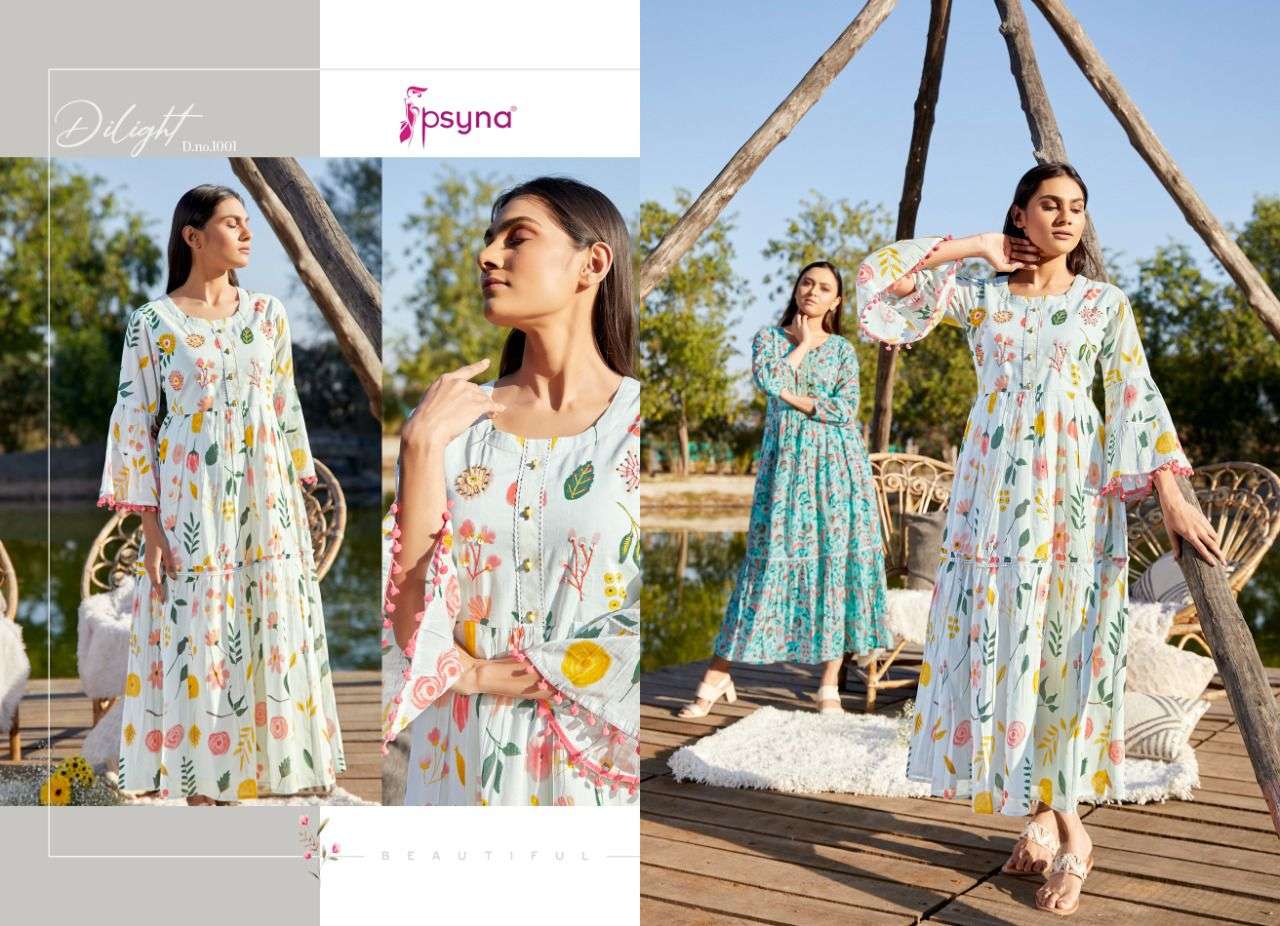 psyna delight cotton classy digital printed gown catalog wholesale price surat