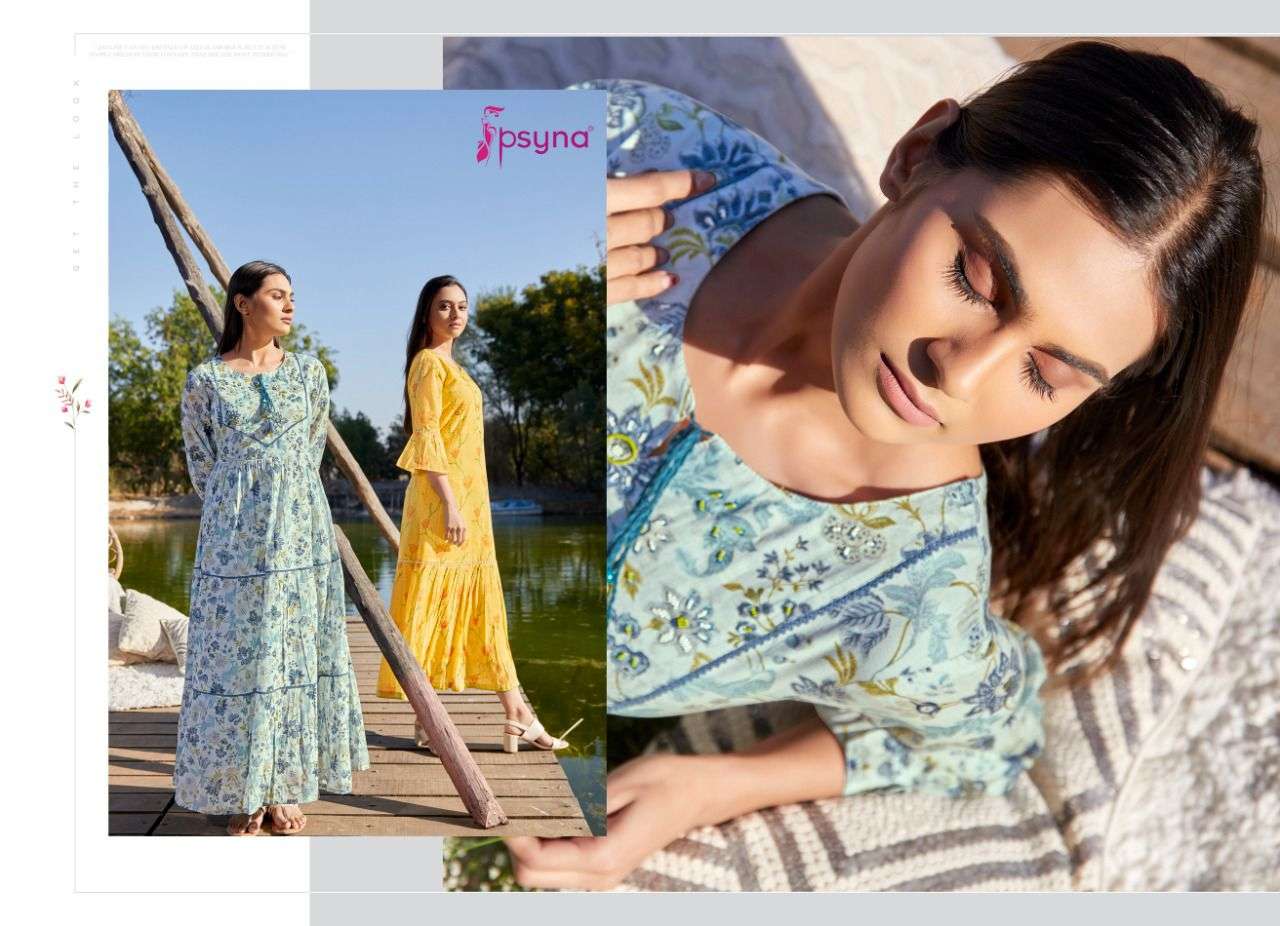psyna delight cotton classy digital printed gown catalog wholesale price surat
