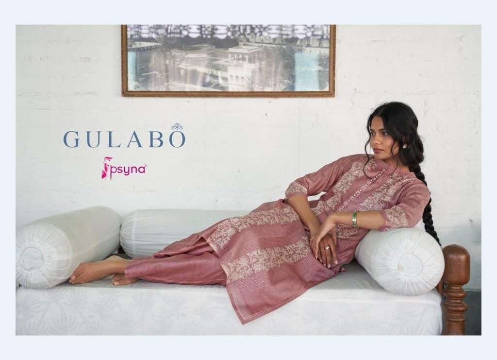 psyna gulabo 1001-1008 series chanderi silk fancy kurtis wholesale price surat