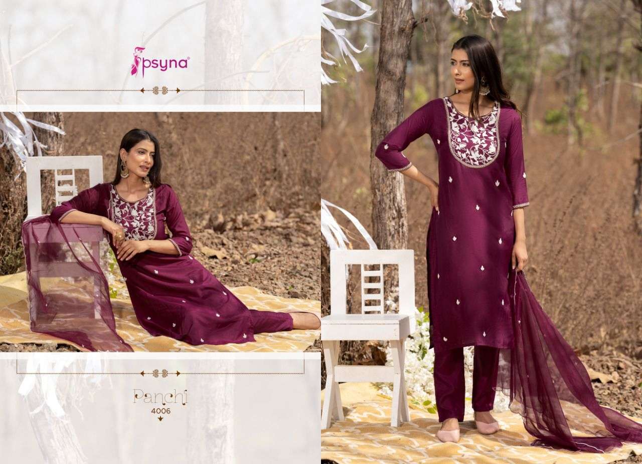 psyna panshi vol 4 4001-4006 series muslin with embroidered fancy kurtis wholesale price surat