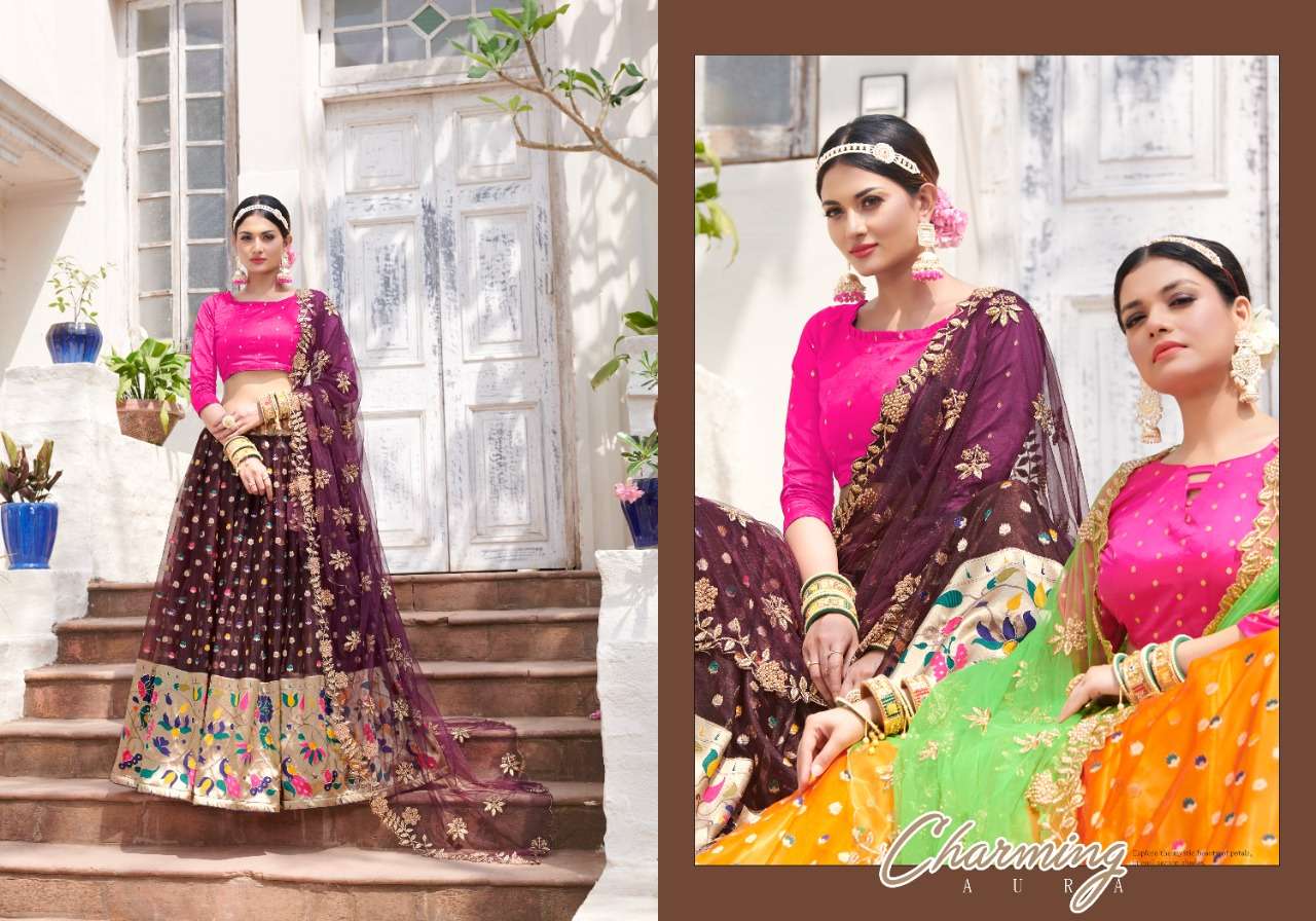 rajgharana sasthi banglori silk designer look lehenga collection wholesale price 