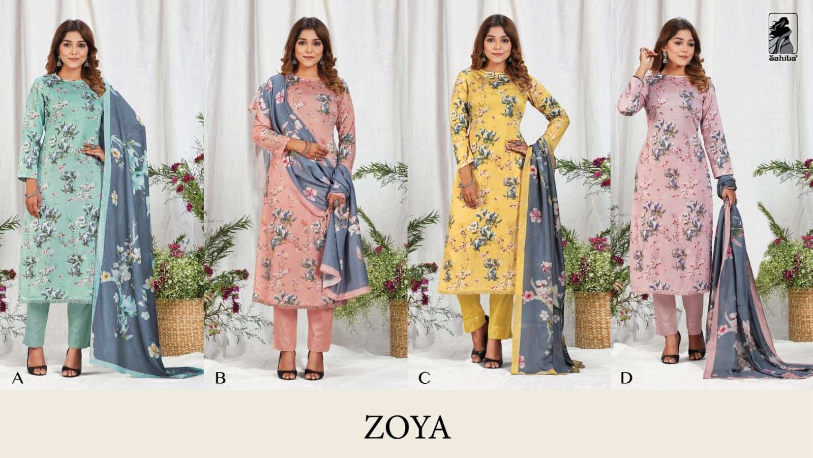 sahiba zoya cotton satin digital printed dress material collection wholesale price surat
