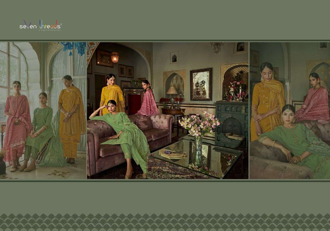 seven threads riyasat 1001-1007 series roman silk embroidered kurtis wholesale price surat