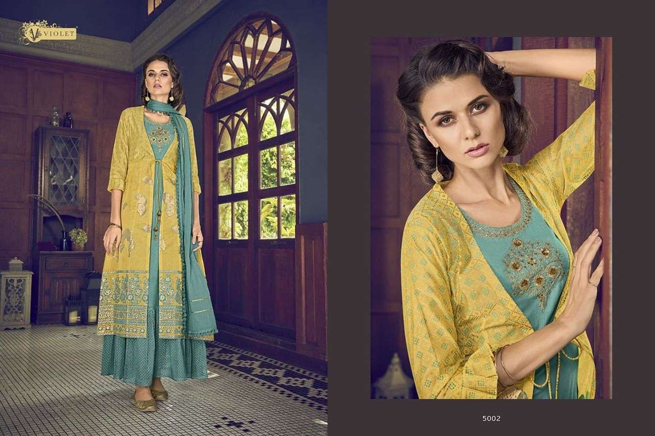 swagat violet 5001-5012 series pure silk branded ladies salwar suits collection wholesale price surat