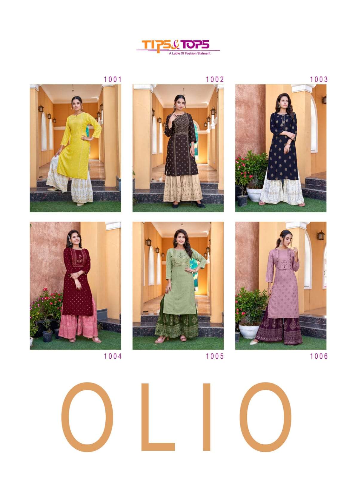tips and tops olio 1001-1006 series Festive Wear Fancy Kurti With Gharara wholesale price surat