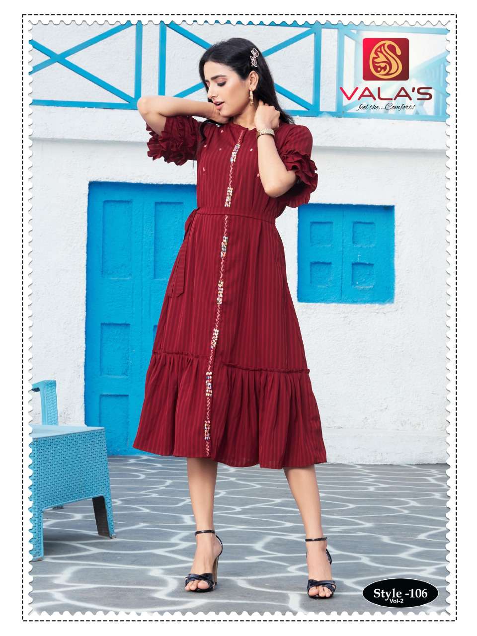 valas style vol 2 rayon fancy designer kurtis wholesale price surat