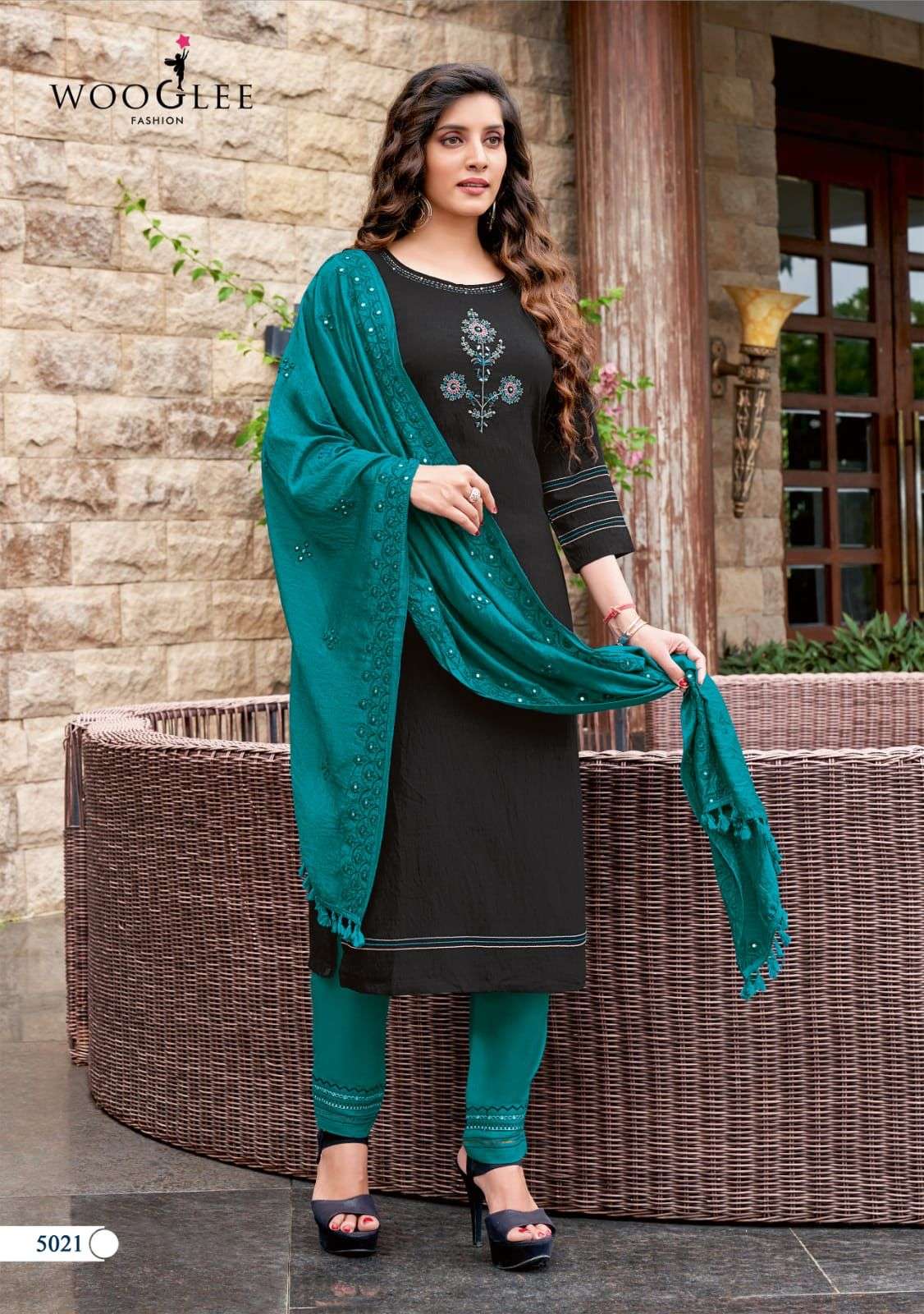 wooglee destiny nx viscose embroidered top with bottom dupatta combo set wholesale price surat