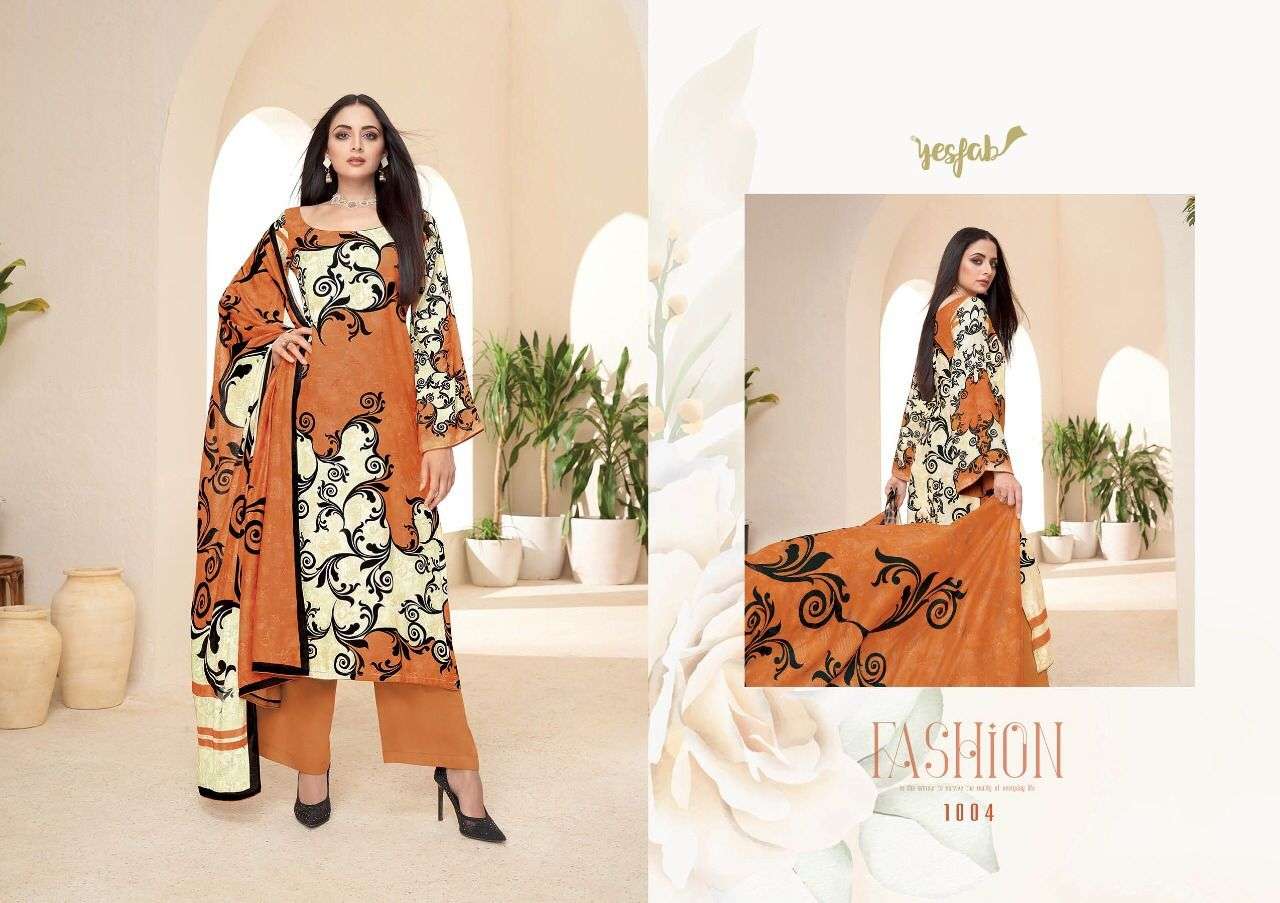 yes fab flavia fashion 1001-1006 series digital liva silk salwar kameez surat