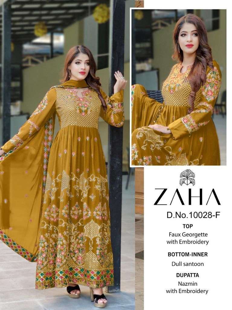 zaha 10028 colors georgette embroidered pakistani salwar kameez wholesale price surat