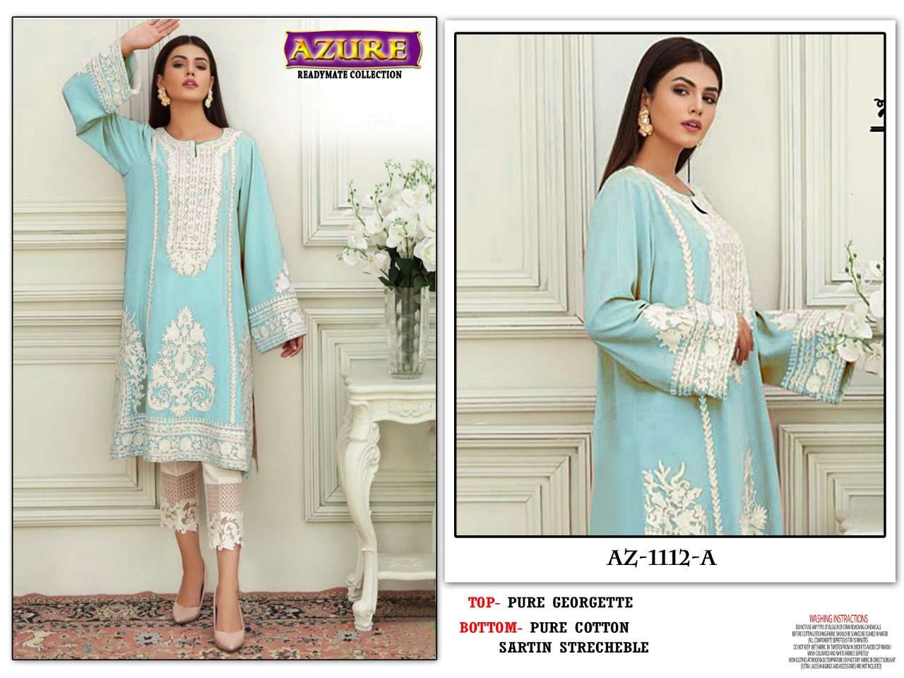 azure embroidred ready made 1112 colours salwar kameez party wear pakistani collection wholesale dealer surat