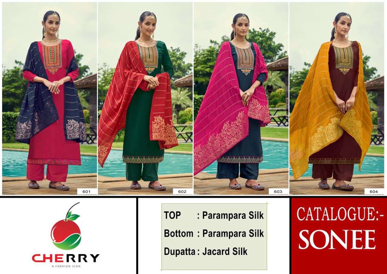 cherry sonee 601-604 series pure parampara silks designer dress material wholesale price surat