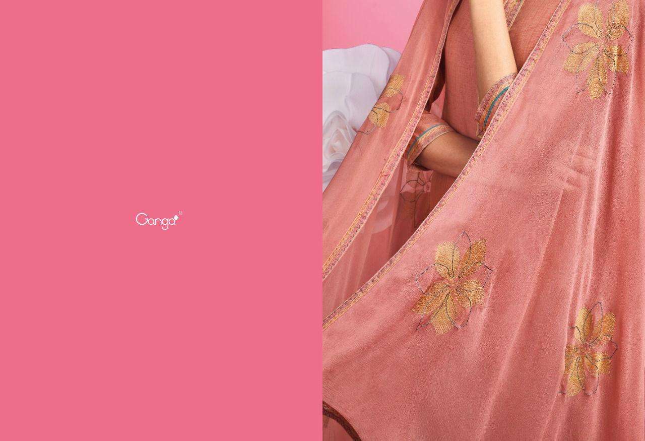 ganga florence finest woven linen with embroidery work dress material wholesale price surat