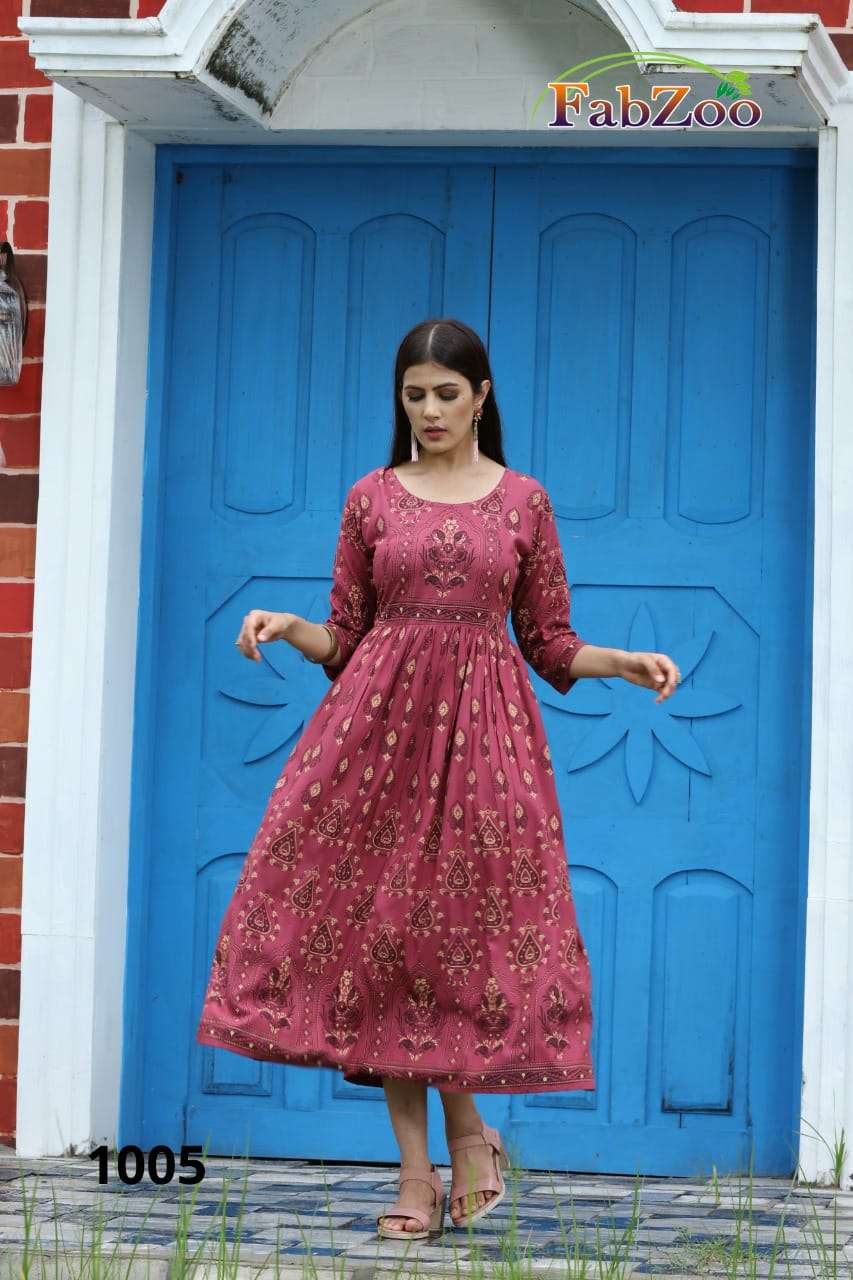 goomar by fabzoo 1001-1007 series rayon kurti catalogue best price wholesale dealer surat