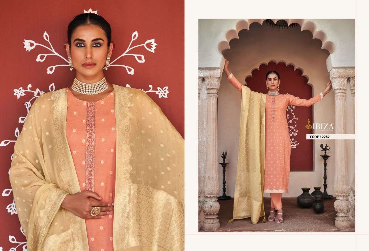 ibiza by niloofar 12257-12264 series pure silk jequard salwar kameez online wholesaler india 