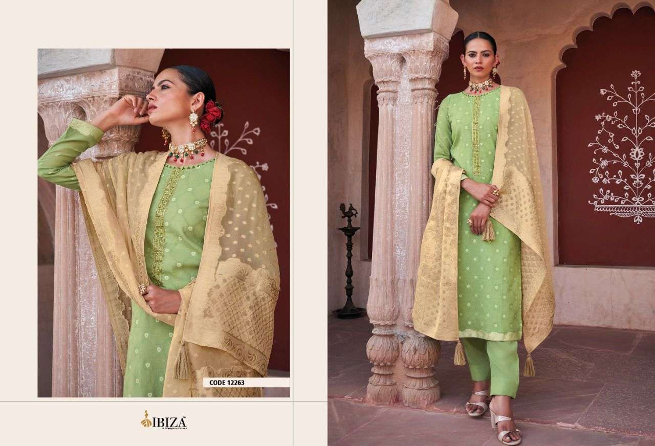 ibiza by niloofar 12257-12264 series pure silk jequard salwar kameez online wholesaler india 