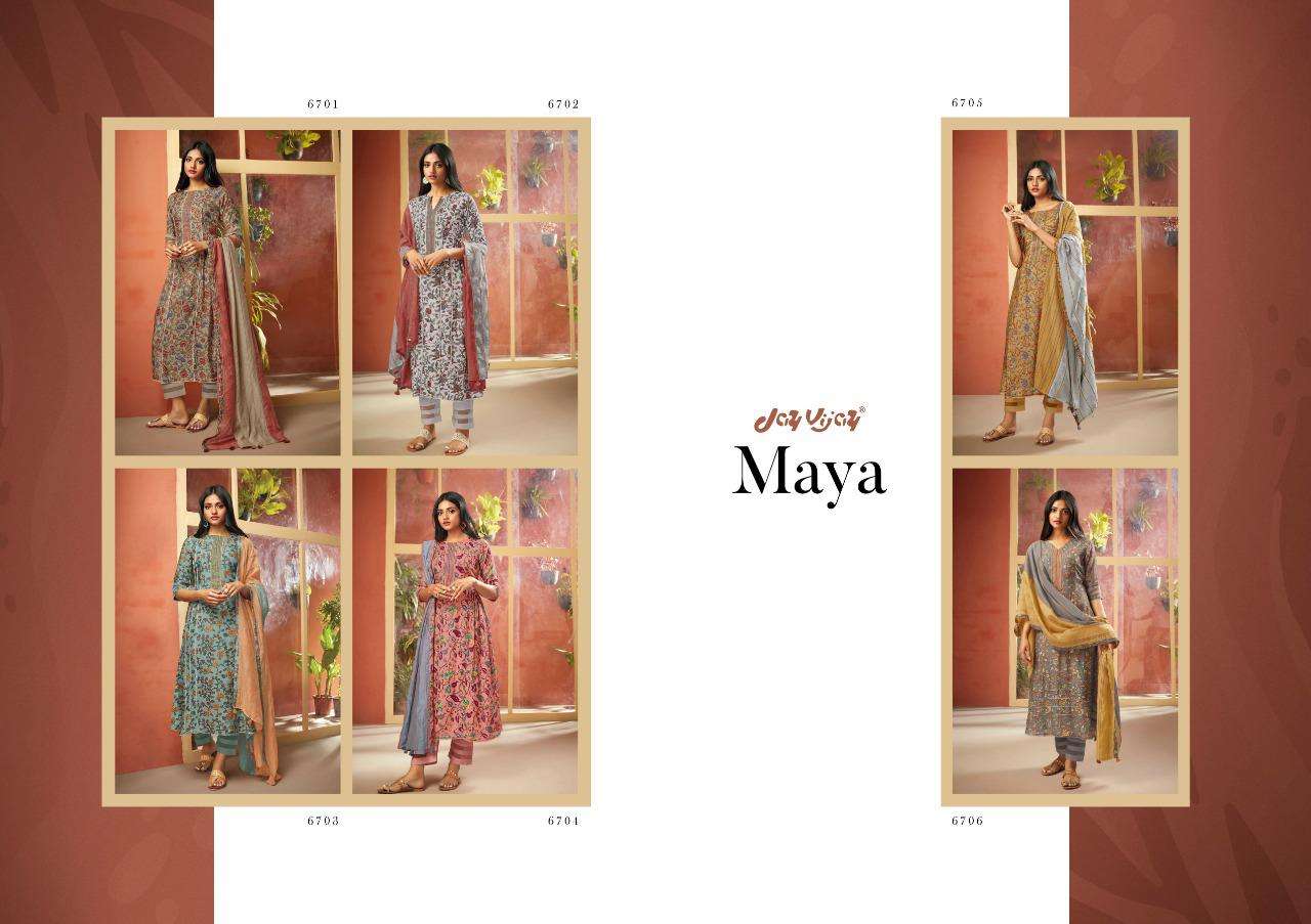 jayvijay maya 6701-6706 series pure moga silk designer dress material wholesale price 
