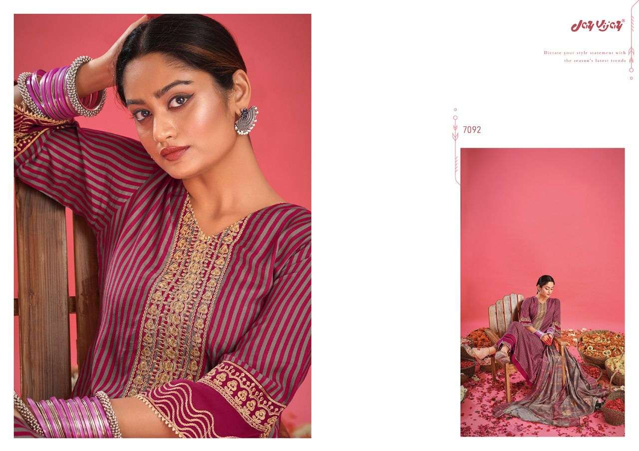 jayvijay paridhan 7091-7097 series pure moga silk fancy look punjabi dress material wholesale price surat