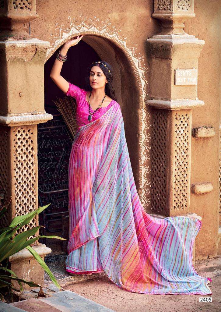 kashvi creation nandini 2401-2410 series chiffon printed sarees collection wholesale price surat