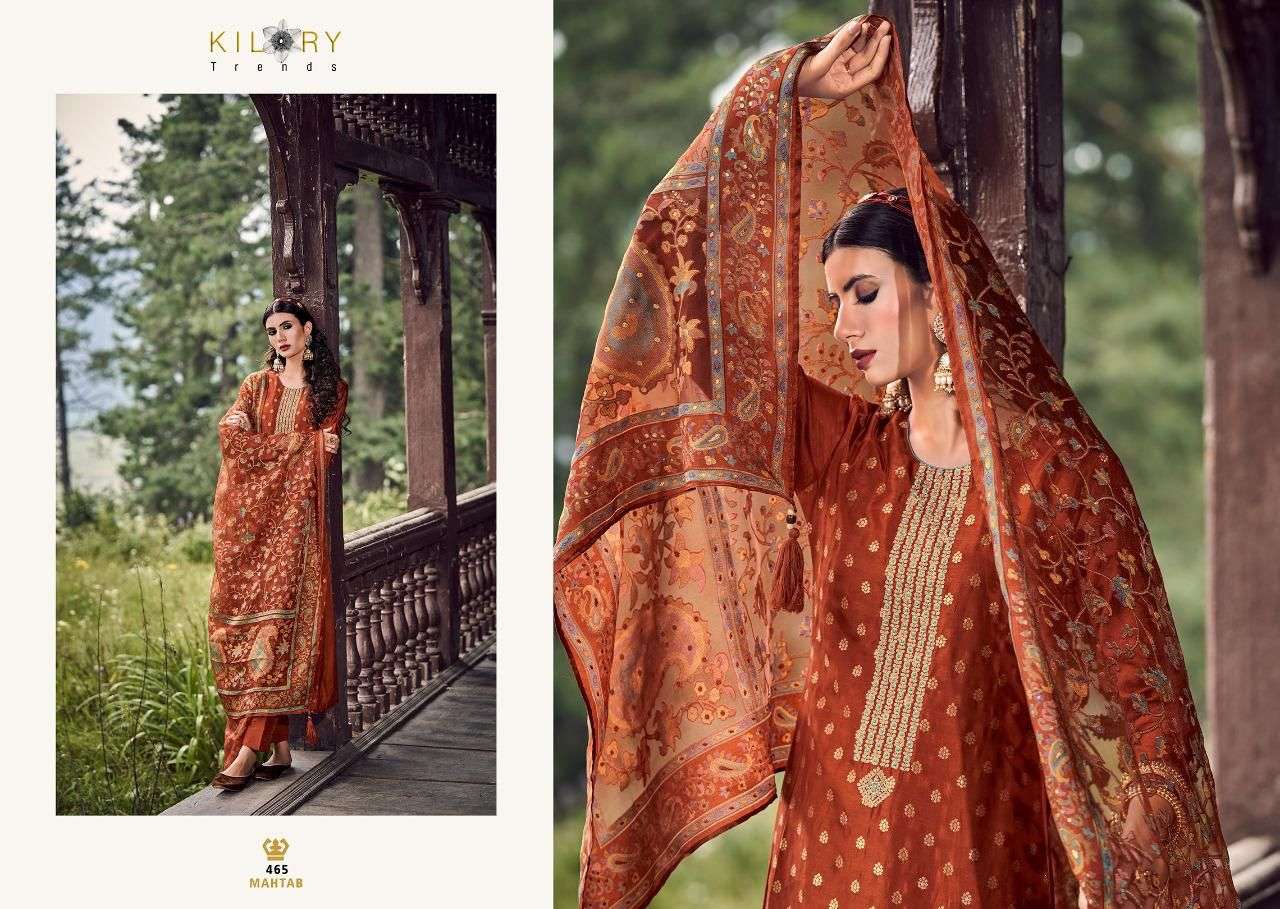 kilory trendz mahtab 461-468 series pure russian dola jaqaurd fancy dress material wholesale price surat