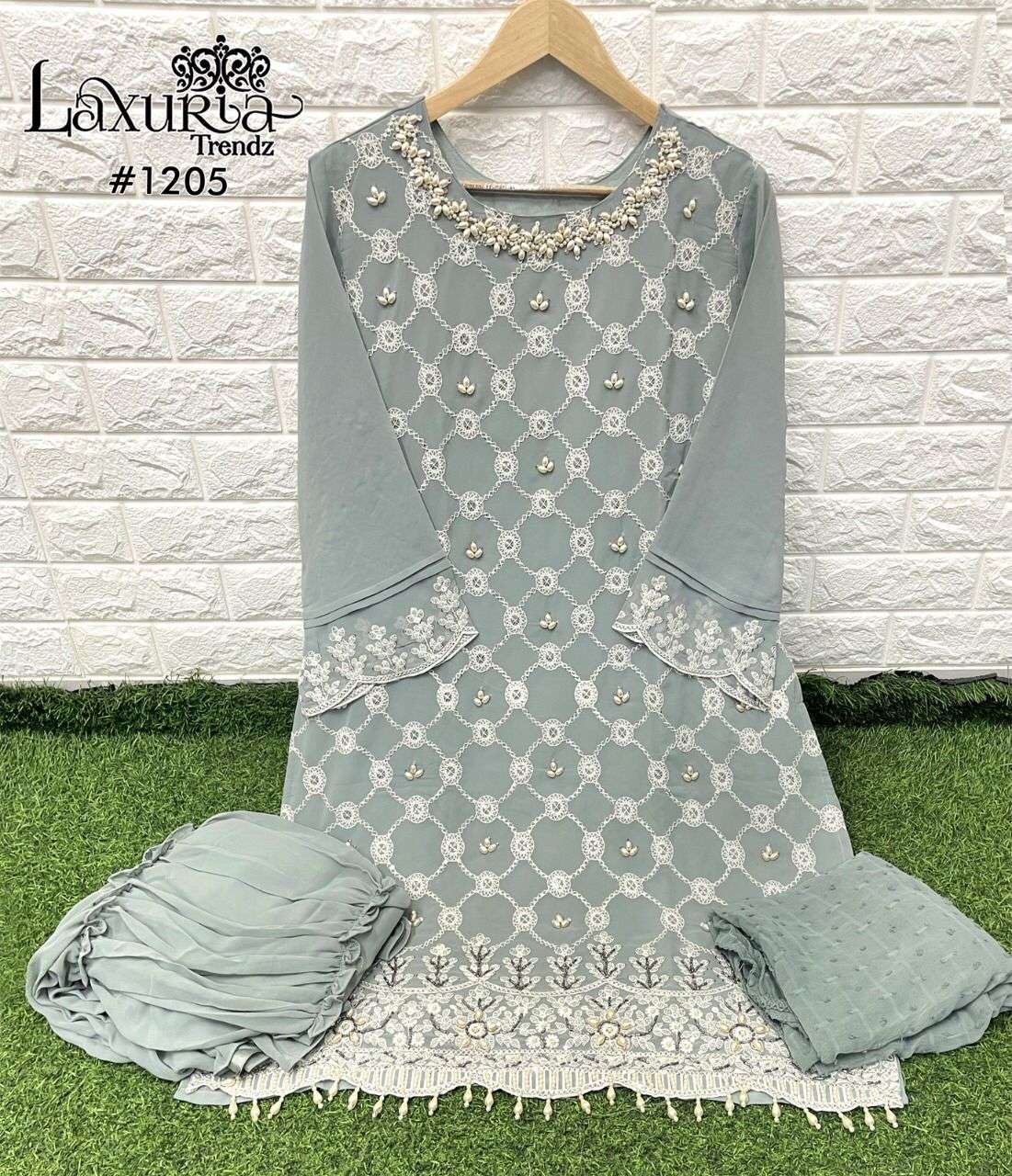 laxuria trendz 1205 faux georgette readymade salwar suits collection wholesale price surat