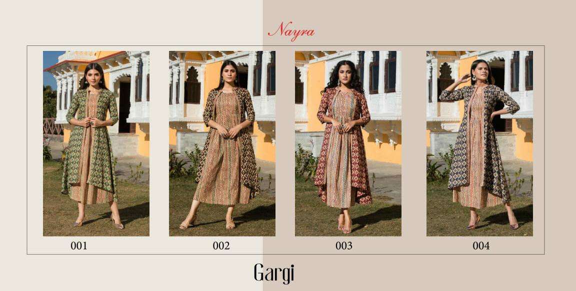 nayra gargi 001-004 pure cotton special jacket edition kurtis wholesale price 
