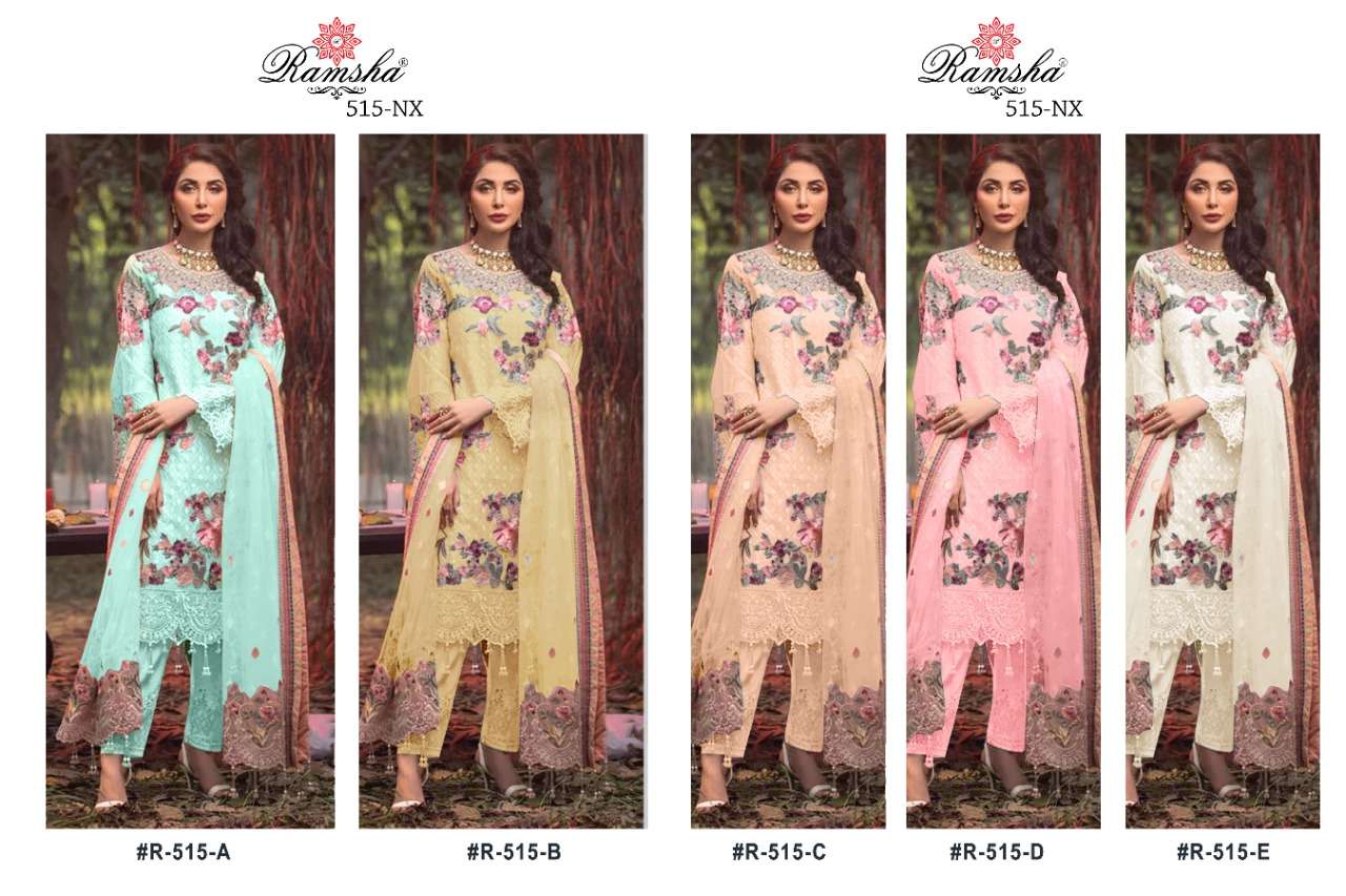 ramsha 515 nx georgette heavy embroidery dress material collection wholesale price surat