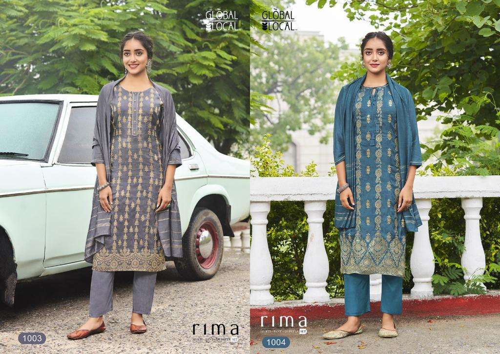 rima by global local 1001-1004 series pure viscose kurti pant stich collection wholesale price surat